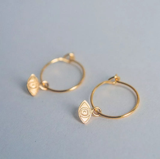 Mini Créoles Eyes doré à l'or fin - Adorabili Paris