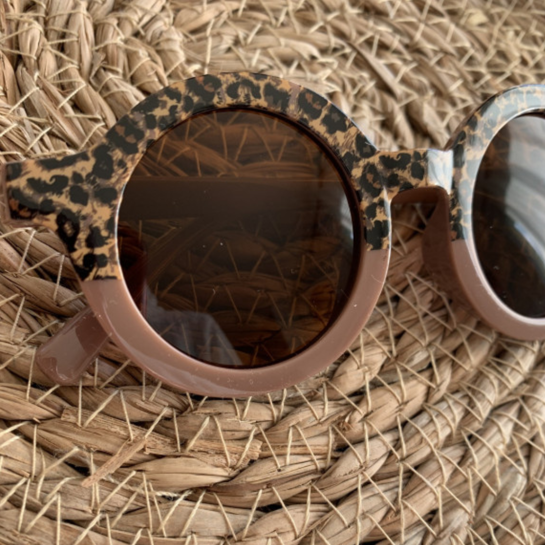 Lunettes de soleil violette, motifs léopard - J'adore Maman