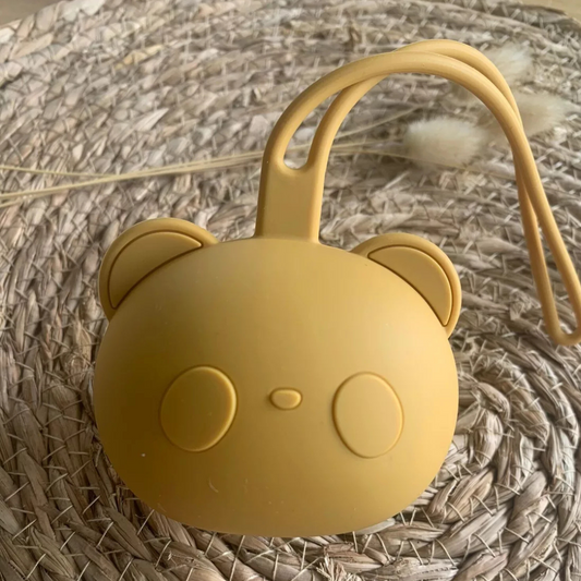 Etui protège-sucettes en silicone moutarde - J'adore Maman