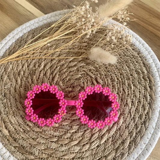Lunettes de soleil enfant en forme de marguerites rose - J'adore Maman