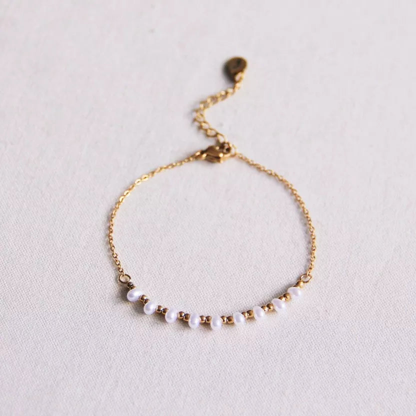 Bracelet fin en acier inoxydable avec mini perles et billes - Bazou