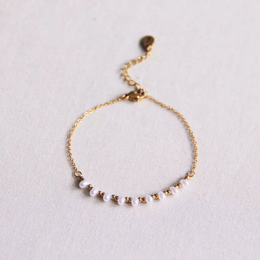 Bracelet fin en acier inoxydable avec mini perles et billes - Bazou