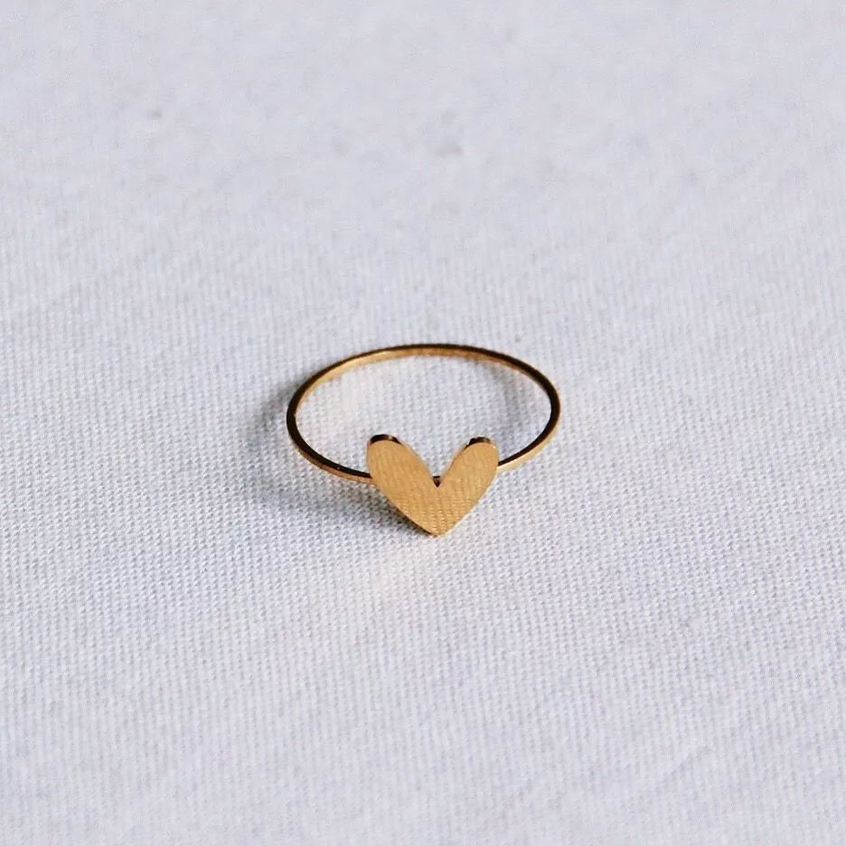 Bague minimaliste en acier inoxydable avec coeur - or - Bazou