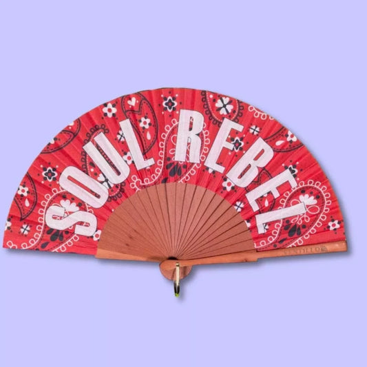 éventail fait main made in France coloré ventillo écriture soul rebel mandala