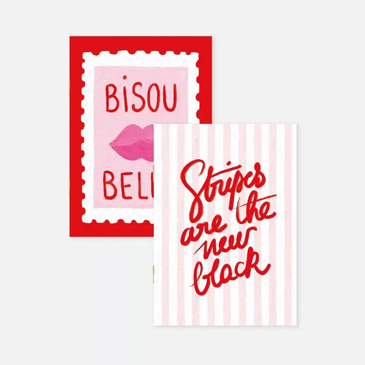 Notebook A6 Duo Bisous Bella Stripes - All the ways to say