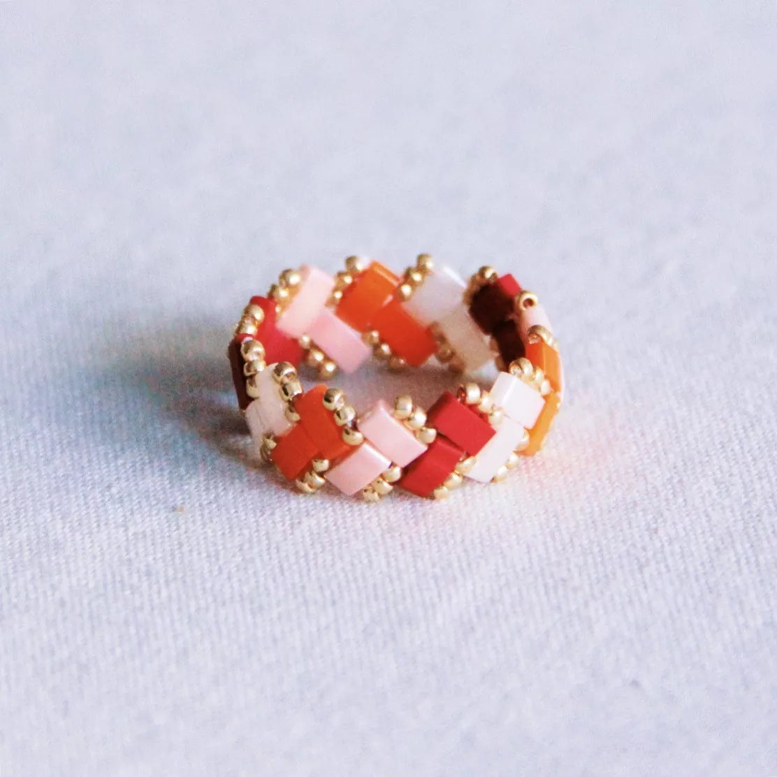 Bague tilabead - saumon/orange/bordeaux - Bazou