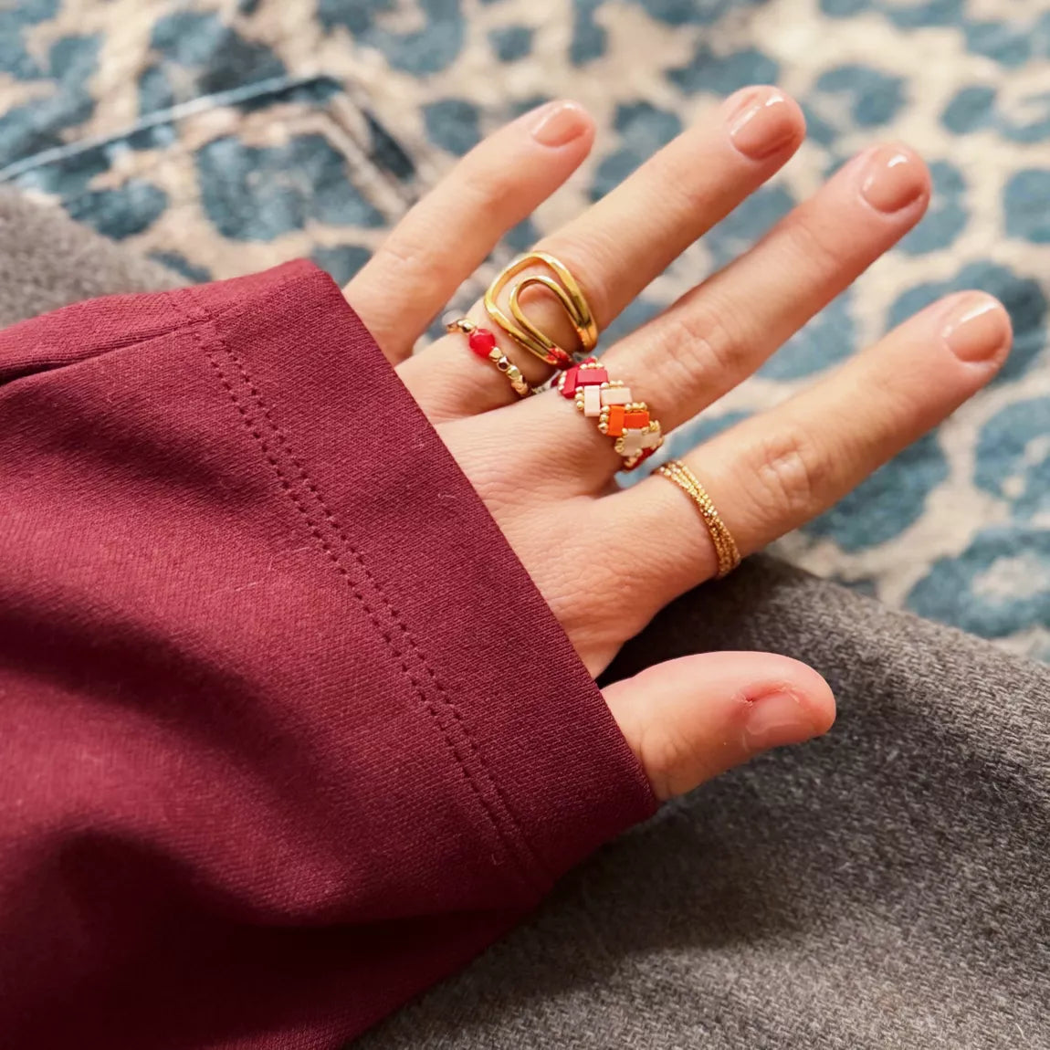 Bague tilabead - saumon/orange/bordeaux - Bazou