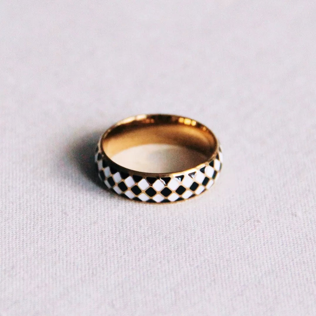 Bague motif noir/blanc - Bazou