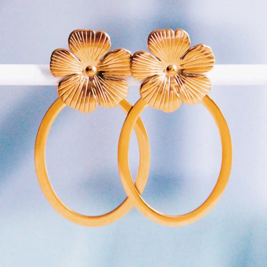 Boucle d'oreille ovales "Fleurs" - Bazou