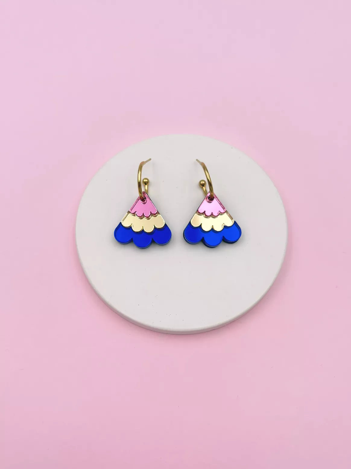 Boucles d'Oreilles Créoles Miroirs Fleurs- Studio Annette