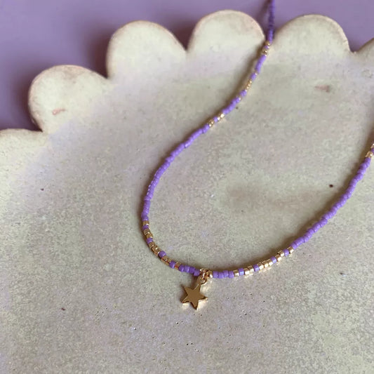 Bracelet/ Collier 3 tours violet - Agathe and coco