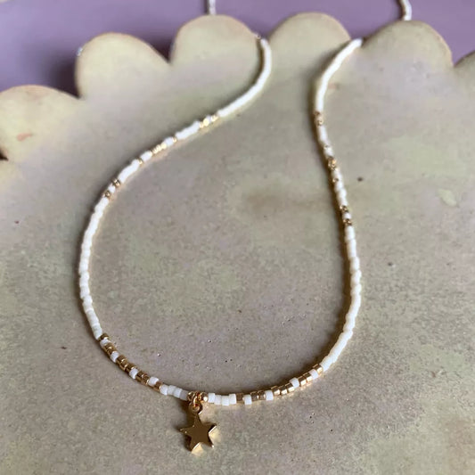 Bracelet/ Collier 3 tours ecru - Agathe and coco