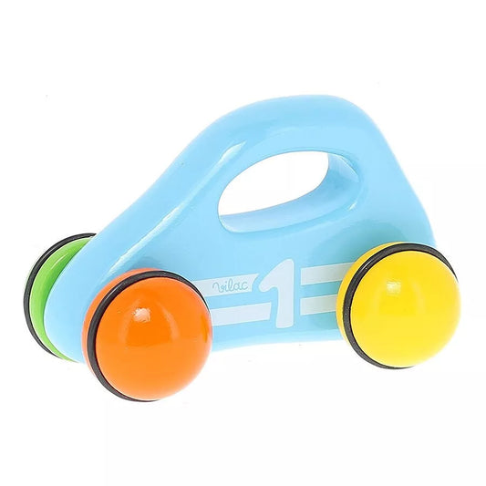 Voiture en bois, 1er âge rouge ou bleue - Vilac