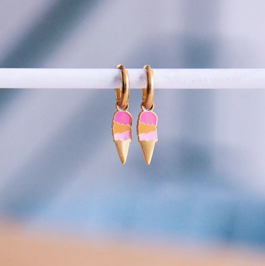 Boucles d'oreilles créoles en acier inoxydable avec glace - Bazou