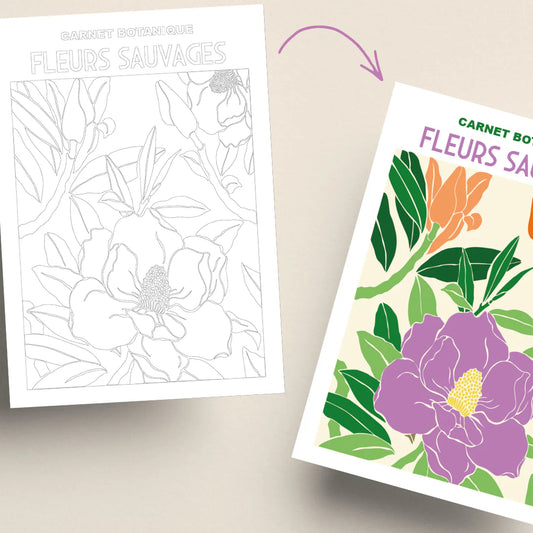 Affiche à colorier, Fleurs sauvages - Salut Irène