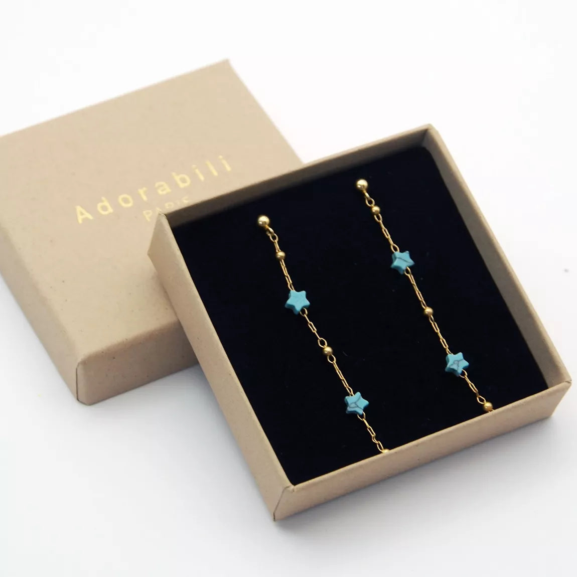 Boucles d'oreilles 2 Stone Star Turquoise - Adorabili Paris