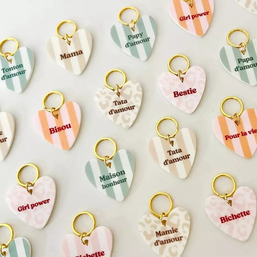 Porte-clé coeur Lovely Family Maison bonheur - Print Your Love
