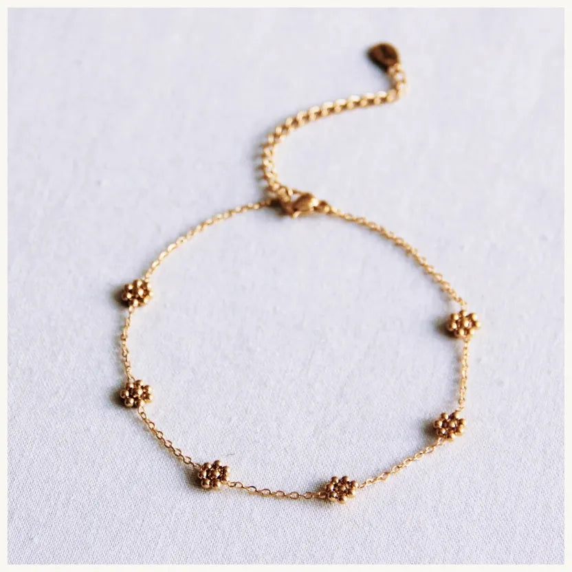 Bracelet de cheville fin orné de marguerites - Bazou