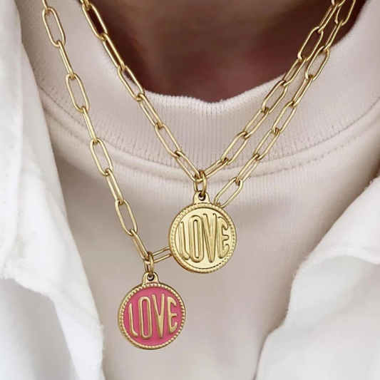 Collier Love doré, rose ou violet - L'atelier 1988 bijoux