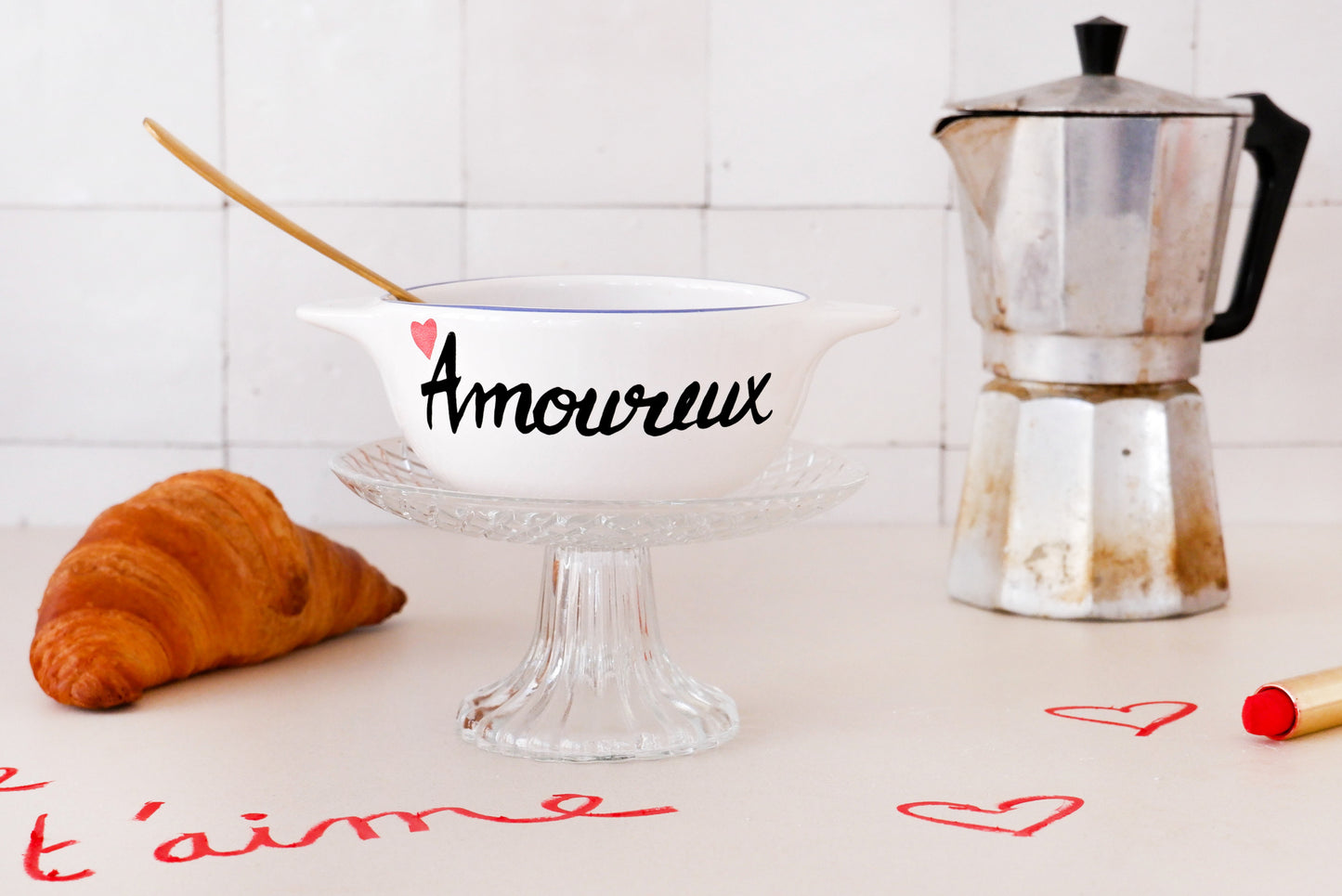 Bol breton Amoureux / Amoureuse - Pied de Poule