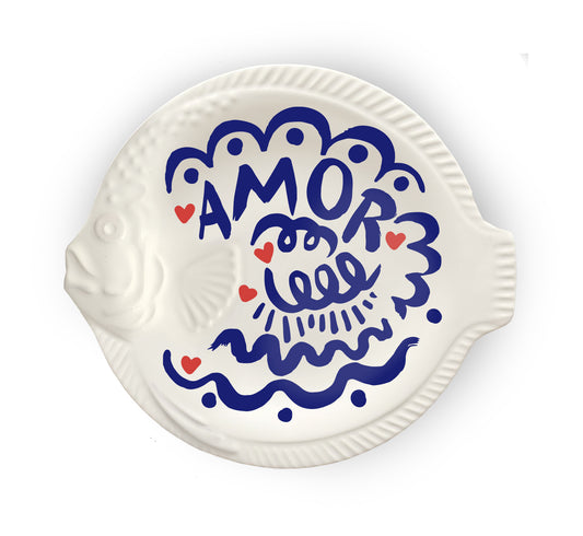 Plat poisson amor bleu - Pied de Poule