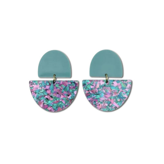 Boucles d'oreilles Rosette Odette Vert / Paillettes - Studio Annette