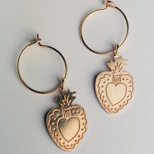 Boucles d'oreilles Créoles Cœurs Ex-voto - Adorabili Paris