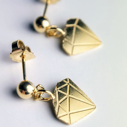 Boucles d'oreilles Big Diamants dorés à l'or fin - Adorabili Paris