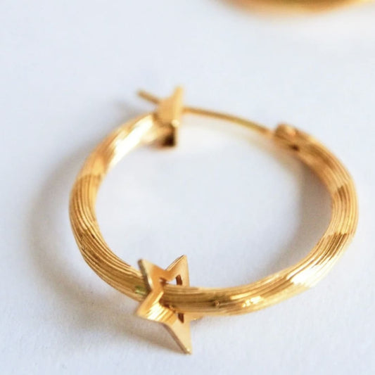 Boucles d'oreilles Créoles Striées + Stars - Adorabili Paris