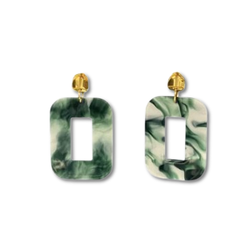 Boucles d'oreilles LOU Vert marbré - Atelier Marpo