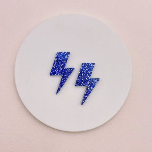 Boucles d'oreilles Eclairs Pailletés Bleu - Studio Annette