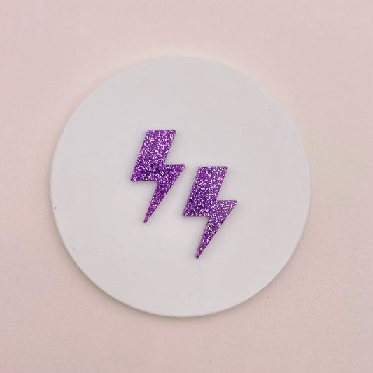 Boucles d'oreilles Eclairs Pailletés Magenta - Studio Annette