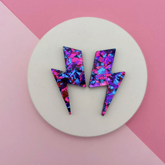 Boucles d'oreilles Maxi Éclairs Pailletés Mauve - Studio Annette