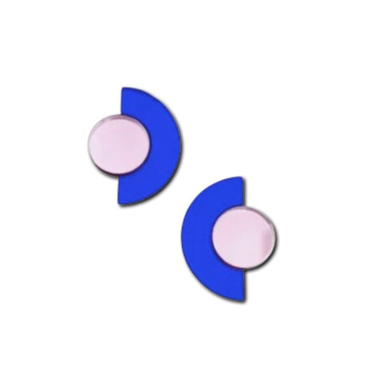 Boucles d'oreilles Puces Miroir Roseline Bleu - Studio Annette