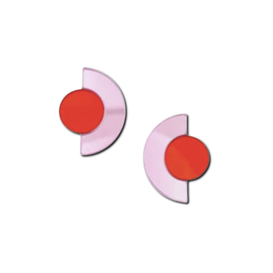 Boucles d'oreilles Puces Miroir Roseline Rose - Studio Annette