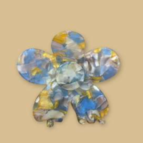 Pince fleur bleu/ocre tie and die - Agathe and coco