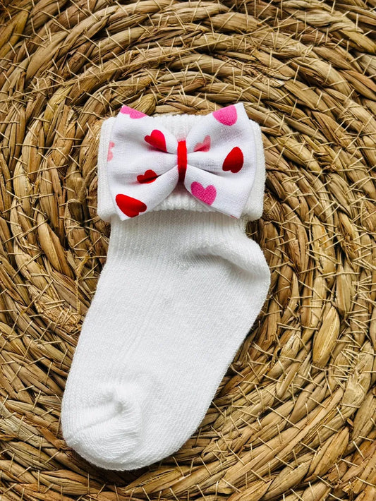 Paire de chaussettes bébé & nœuds création cœurs - J'adore Maman