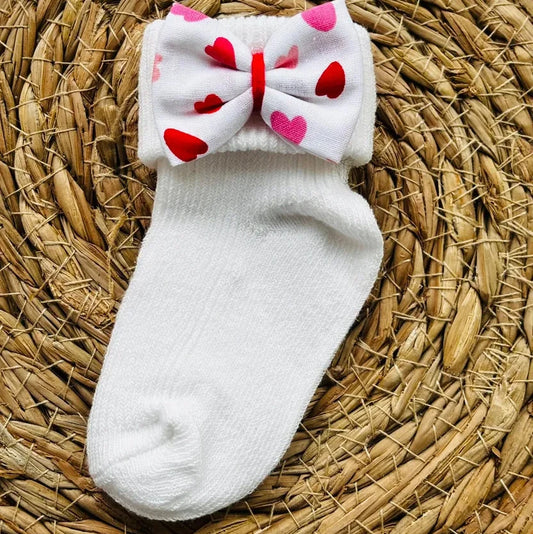 Paire de chaussettes bébé & nœuds création cœurs - J'adore Maman