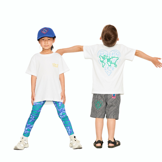 T-shirt blanc devant dos "World Lover" pour enfants