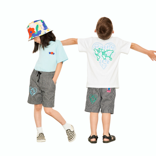 Short rayé "Coeur Planète" pour Enfants