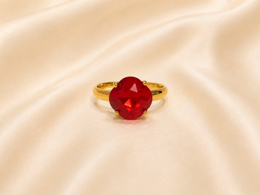 Bague ajustable MOZIE en acier doré inoxydable "Rouge Amour" - NOAKIS
