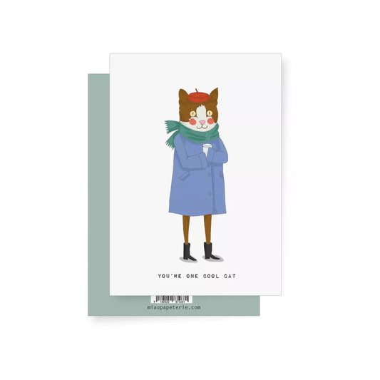 Carte pliée Cool Cat - Miao Papeterie