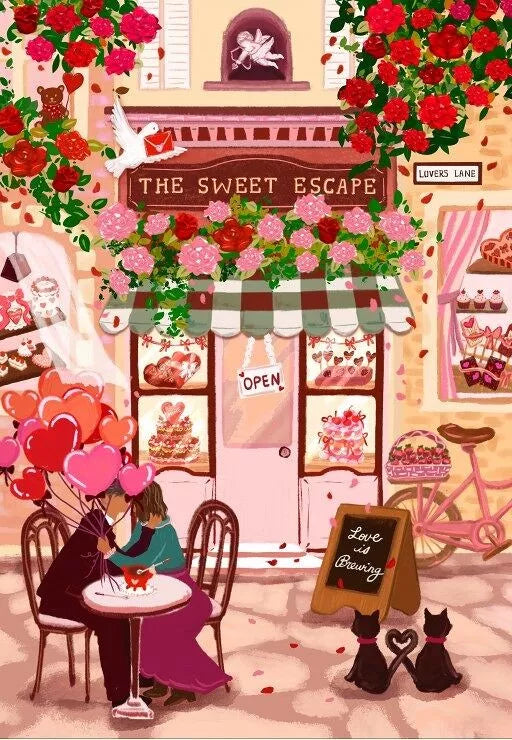 Puzzle 1000p L'Echappée Belle - Café de la Saint-Valentin - Pieces and Peace