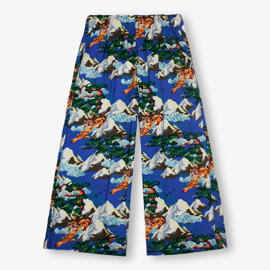 Pantalon bleu imprimé "Winter bobcat" pour adultes en Viscose Ecovero