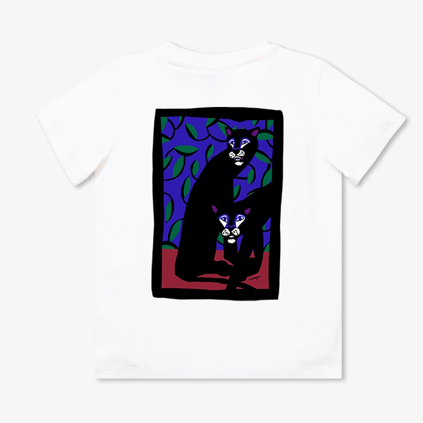 T-shirt blanc devant/dos "Panthère" pour enfants