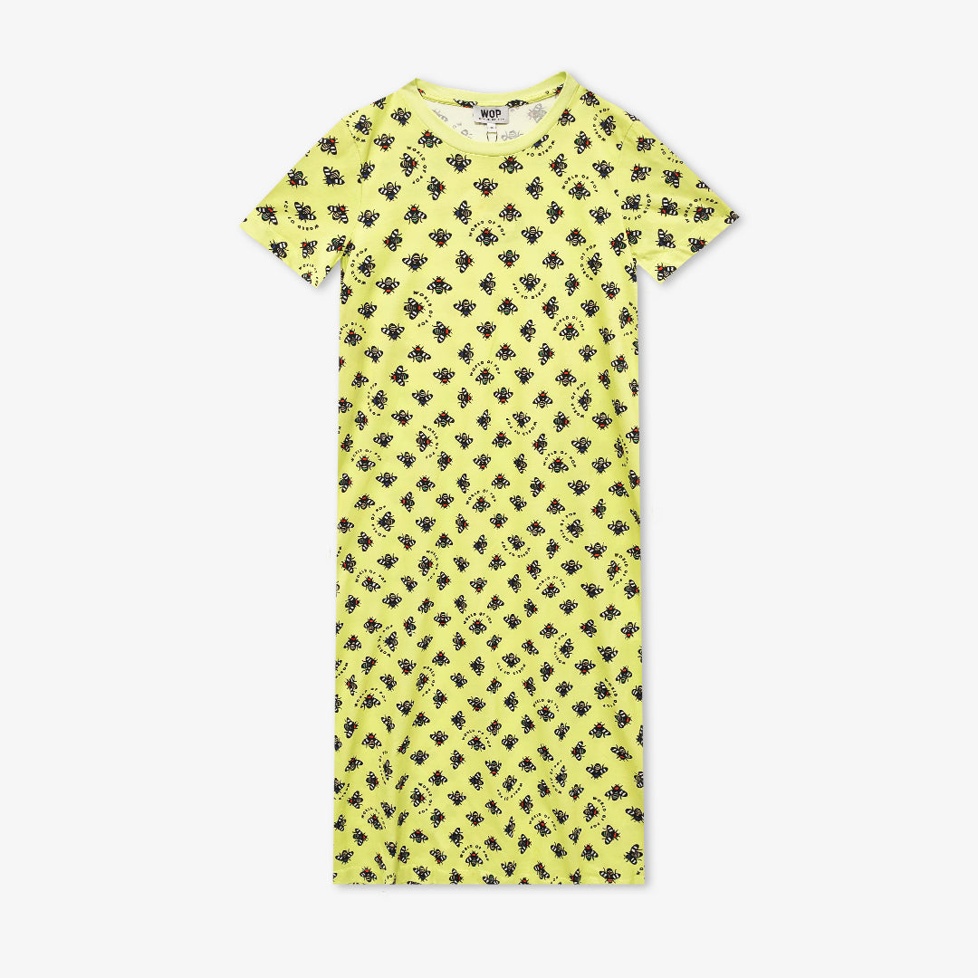 Robe longue imprimée "Bee Lovers" en jersey