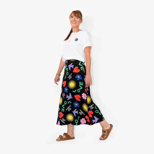 Jupe imprimée "Symboles" en Tencel