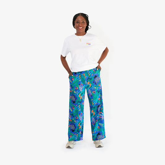 Pantalon imprimé "Corail" en Viscose Ecovero