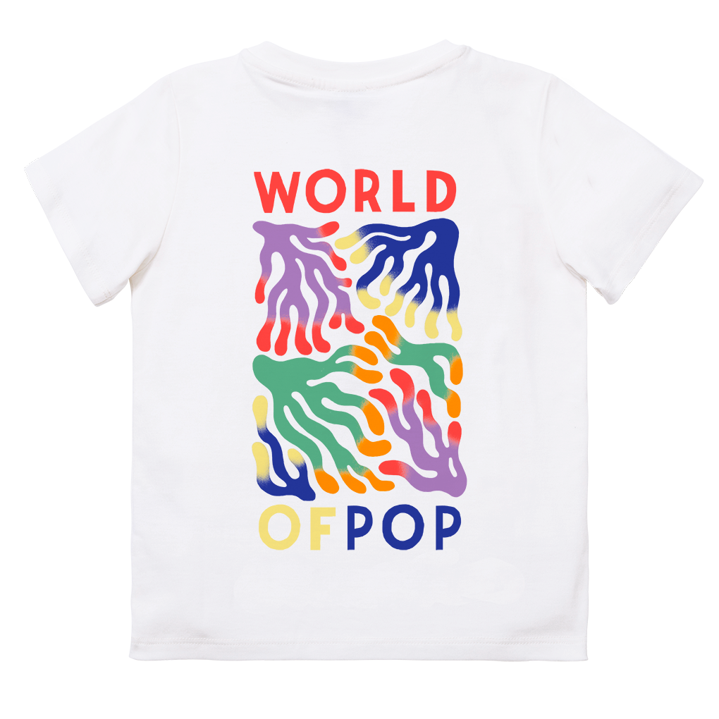 T-shirt blanc placé devant-dos "Coral" en coton bio pour enfants