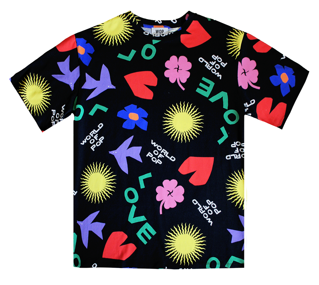 T-shirt noir "Symboles" en coton bio pour enfants